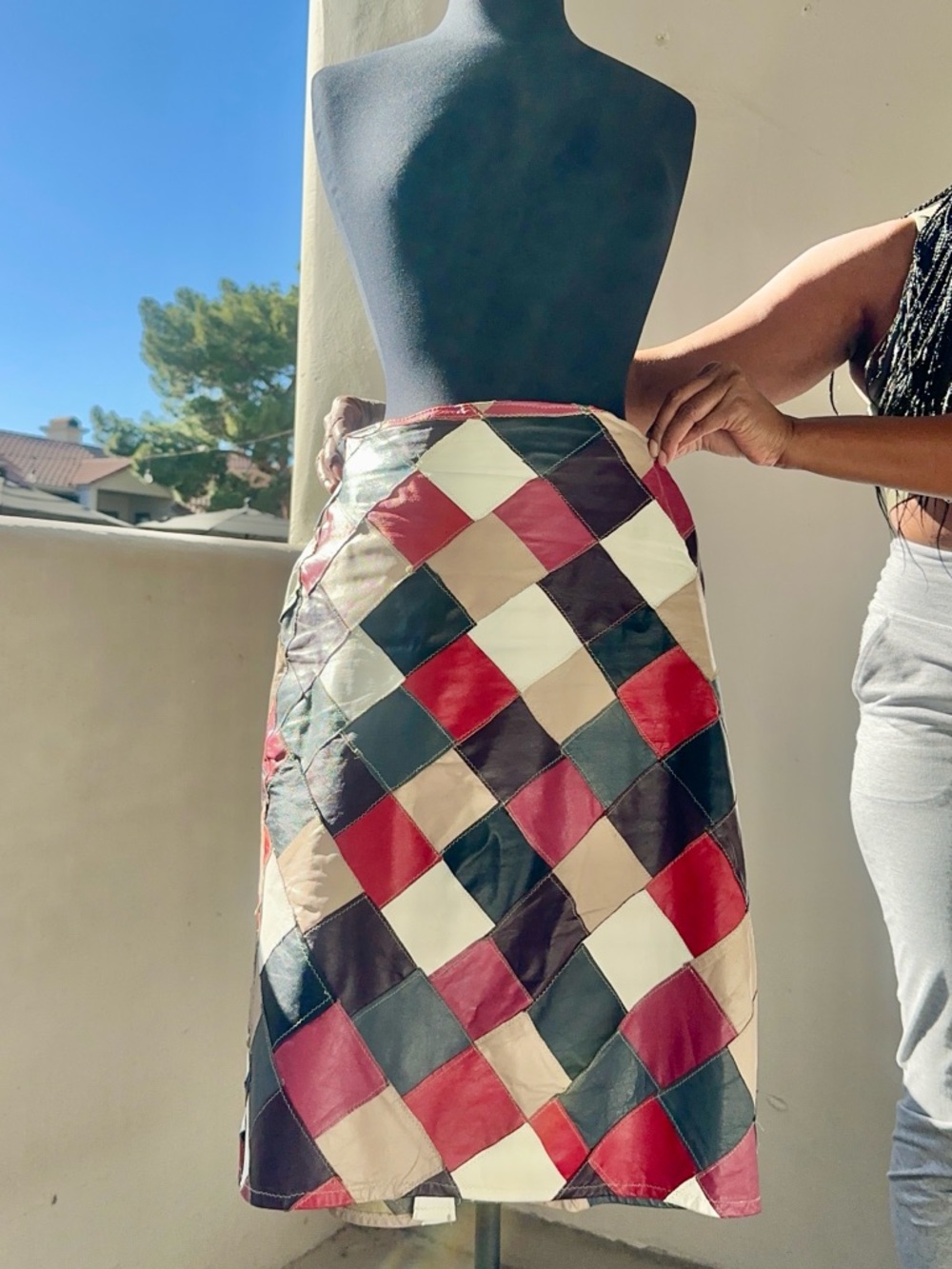 VINTAGE Handmade Leather Patchwork Skirt One-of-One